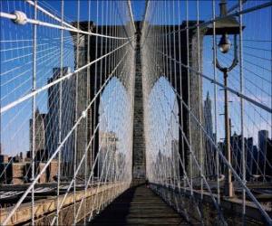 пазл Висячий мост через реку, Нью-Йорк